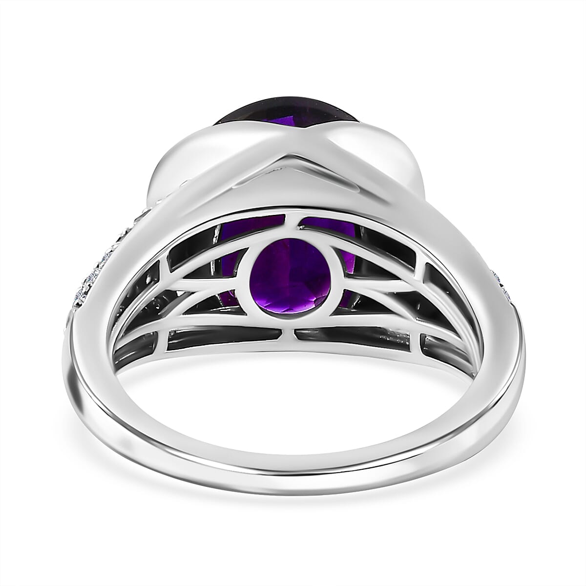 Moroccan Amethyst &amp; Natural Zircon Ring in Platinum Overlay Sterling Silver 5.55 Ct 7699661 4