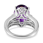 Moroccan Amethyst & Natural Zircon Ring in Platinum Overlay Sterling Silver 6.28 Ct.