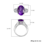 Moroccan Amethyst & Natural Zircon Ring in Platinum Overlay Sterling Silver 6.28 Ct.