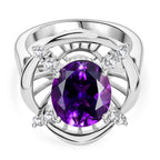Natural Moroccan Amethyst & White Zircon Sunlit Grace Ring in Rhodium Overlay Sterling Silver 3.53 Ct.