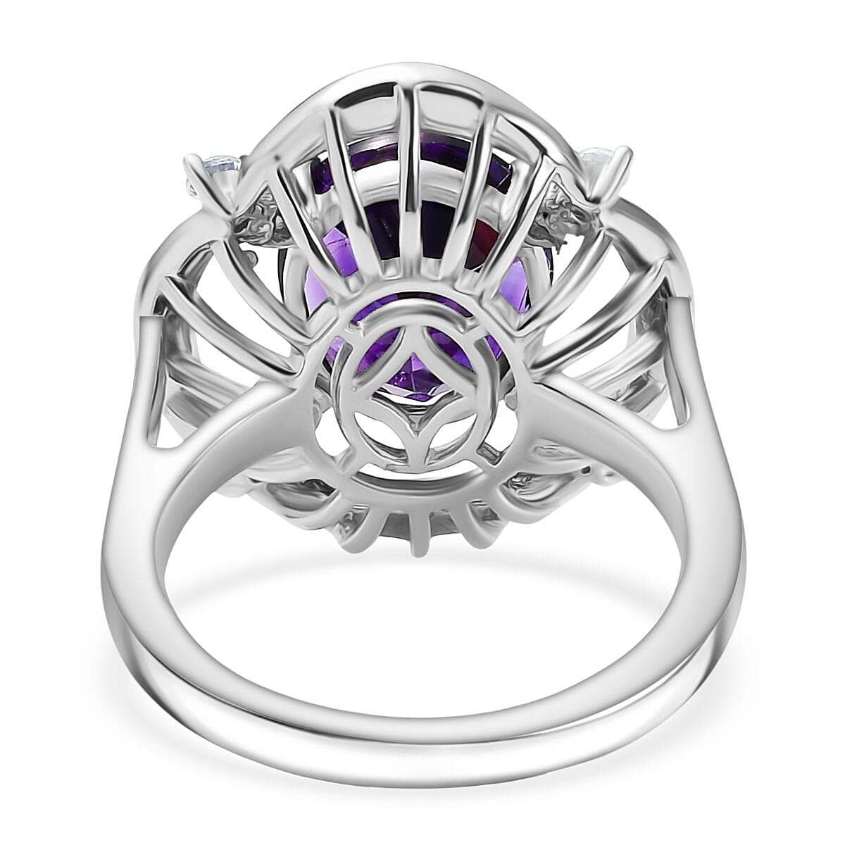 Natural Moroccan Amethyst &amp; White Zircon Sunlit Grace Ring in Rhodium Overlay Sterling Silver 3.53 Ct. 8166641 5