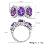 Moroccan Amethyst & Natural Zircon Ring in Rhodium Overlay Sterling Silver 6.72 Ct.