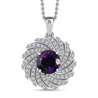 Moroccan Amethyst & Natural Zircon Pendant with Chain (Size 20) in Platinum Overlay Sterling Silver 4.08 Ct, Silver Wt. 5.90 GM