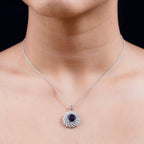Moroccan Amethyst & Natural Zircon Pendant with Chain (Size 20) in Platinum Overlay Sterling Silver 4.08 Ct, Silver Wt. 5.90 GM