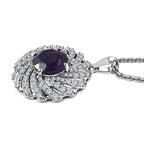 Moroccan Amethyst & Natural Zircon Pendant with Chain (Size 20) in Platinum Overlay Sterling Silver 4.08 Ct, Silver Wt. 5.90 GM