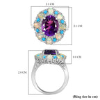 Moroccan Amethyst, White Zircon, Sleeping Beauty Turquoise, Ethiopian Opal Main Stone With Side Stone Ring in Rhodium OverlaySterling Silver, Silver Wt.5 Gms  5.077  Ct.