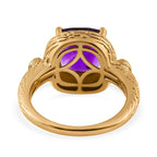 Moroccan Amethyst & Natural Zircon Ring in 18K Yellow Gold Vermeil Plated Sterling Silver 3.30 Ct.