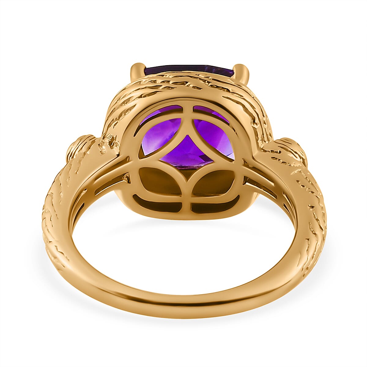 Moroccan Amethyst, White Zircon Solitaire Ring in 18K Vermeil Yellow Gold Plated Sterling Silver 7693023 4