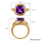 Moroccan Amethyst & Natural Zircon Ring in 18K Yellow Gold Vermeil Plated Sterling Silver 3.30 Ct.
