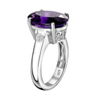 Moroccan Amethyst & Natural Zircon Ring in Rhodium Overlay Sterling Silver 5.84 Ct