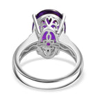 Moroccan Amethyst & Natural Zircon Ring in Rhodium Overlay Sterling Silver 5.84 Ct