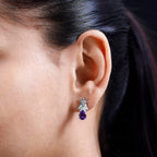 Moroccan Amethyst & Natural Zircon Tear Drop Earrings in Platinum Overlay Sterling Silver 2.26 Ct.