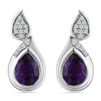 Moroccan Amethyst & Natural Zircon Earrings in Platinum Overlay Sterling Silver 2.30 Ct.