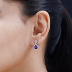 Moroccan Amethyst & Natural Zircon Earrings in Platinum Overlay Sterling Silver 2.30 Ct.
