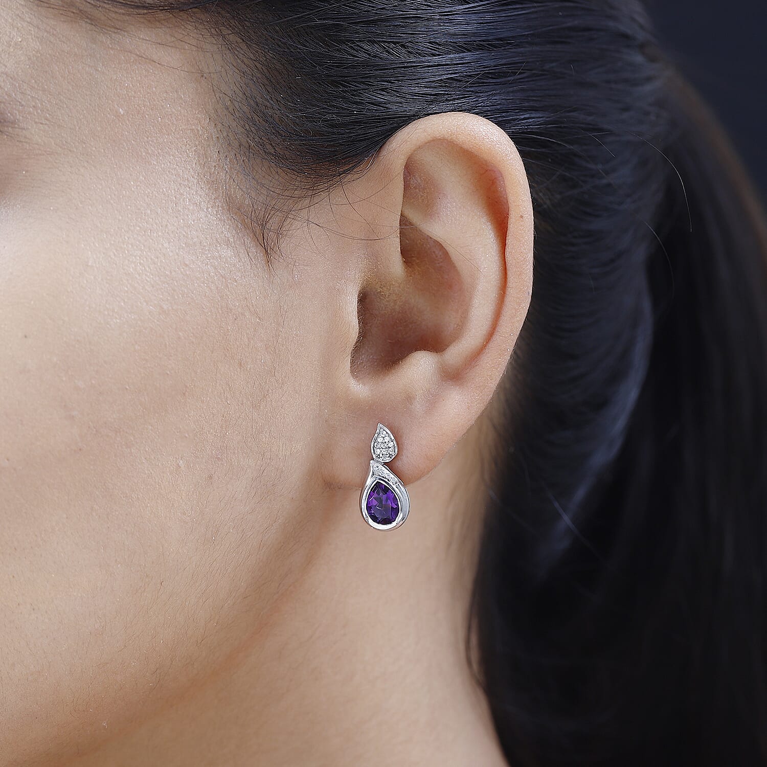 Moroccan Amethyst &amp; Natural Zircon Earrings in Platinum Overlay Sterling Silver 2.30 Ct. 7698528 2