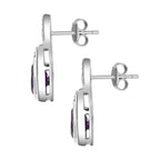 Moroccan Amethyst & Natural Zircon Earrings in Platinum Overlay Sterling Silver 2.30 Ct.