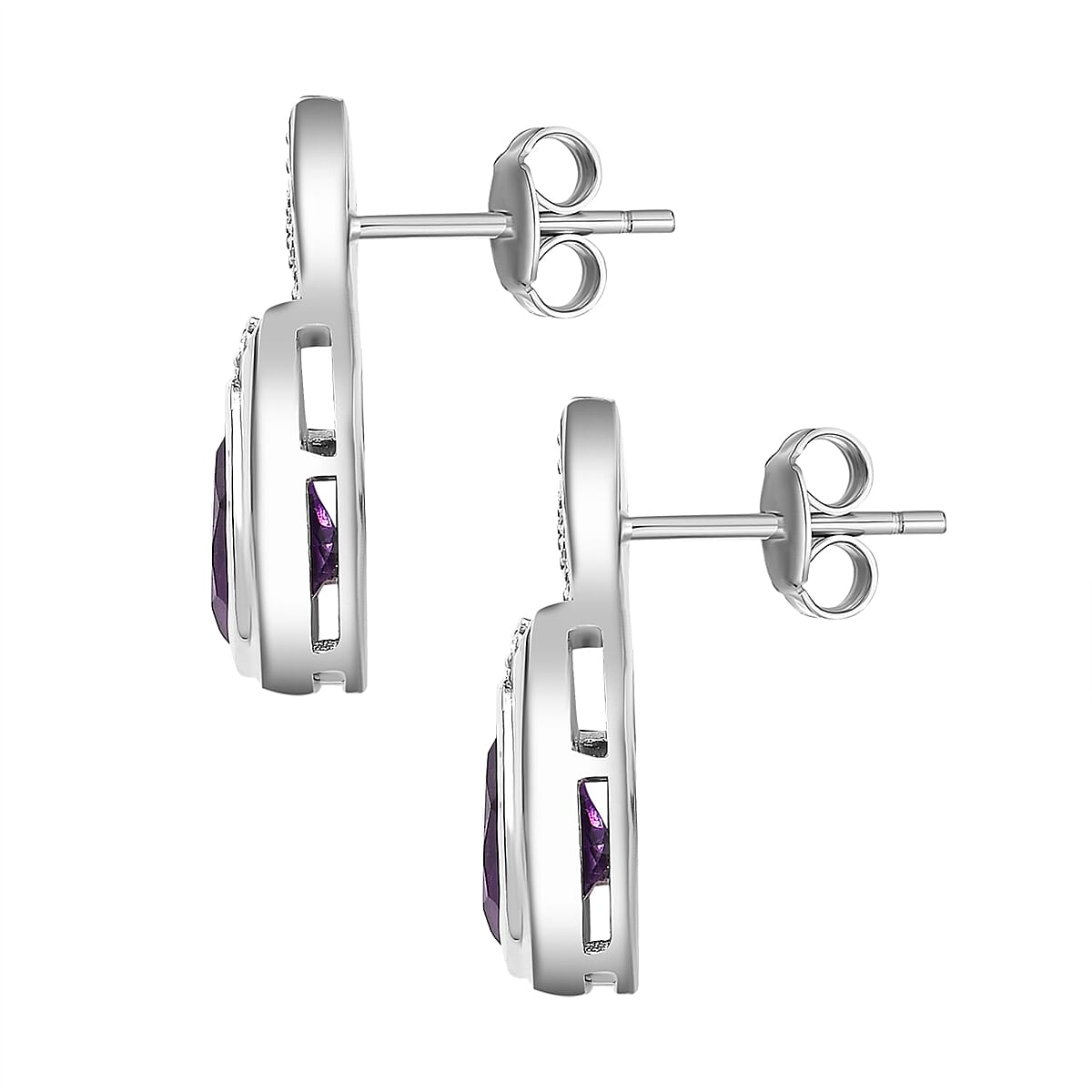 Moroccan Amethyst &amp; Natural Zircon Earrings in Platinum Overlay Sterling Silver 2.30 Ct. 7698528 4