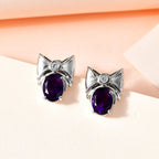 Moroccan Amethyst & Natural Zircon Earrings in Platinum Overlay Sterling Silver 2.44 Ct.