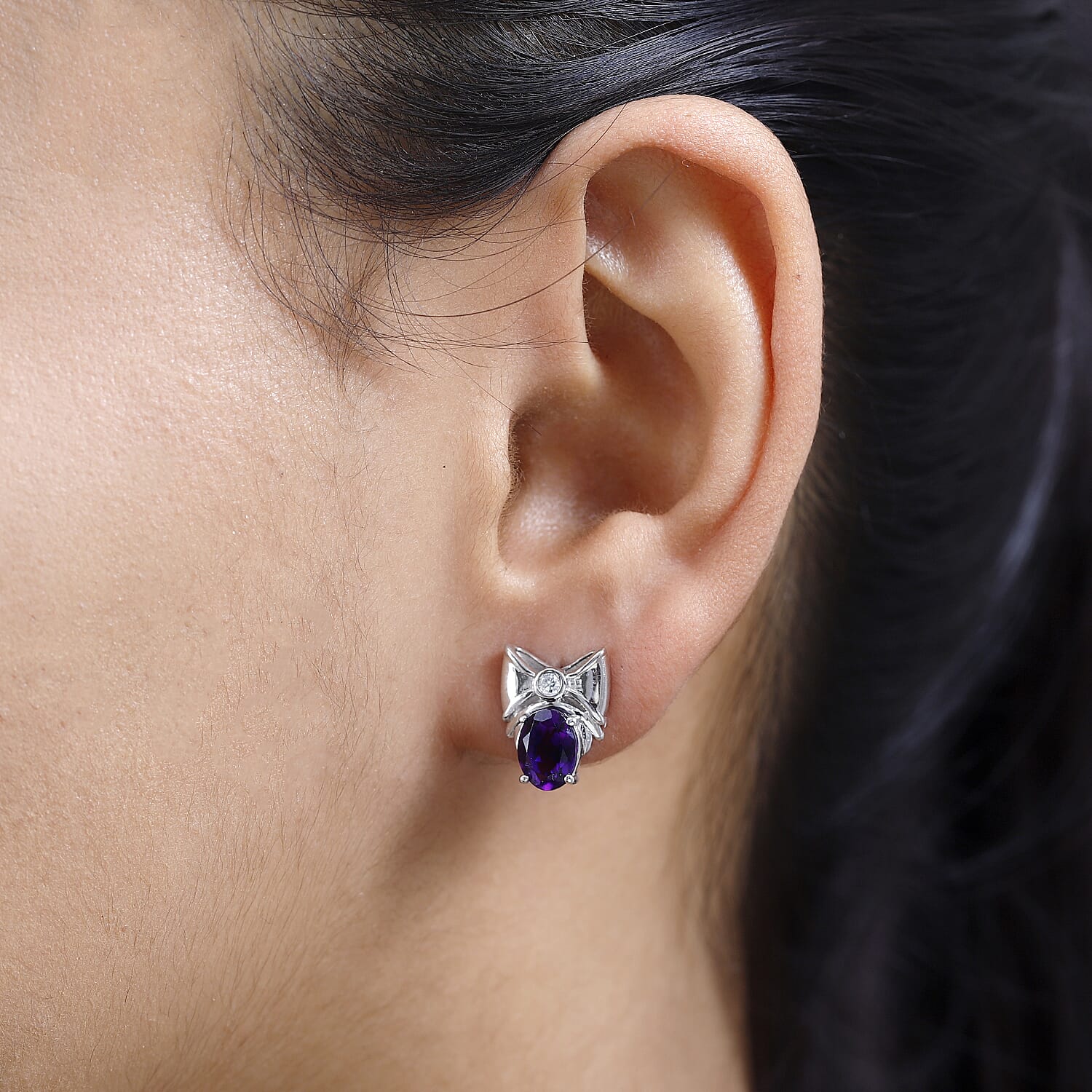 Moroccan Amethyst &amp; Natural Zircon Earrings in Platinum Overlay Sterling Silver 2.44 Ct. 7700052 2