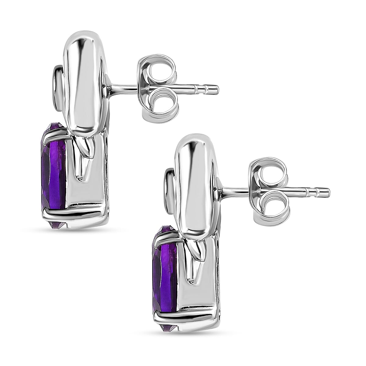 Moroccan Amethyst &amp; Natural Zircon Earrings in Platinum Overlay Sterling Silver 2.44 Ct. 7700052 3