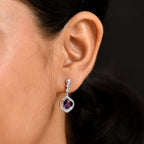 Natural Moroccan Amethyst & White Zircon Timeless Grace Stud Push Post Earring in Rhodium OverlaySterling Silver 1.68 Ct.