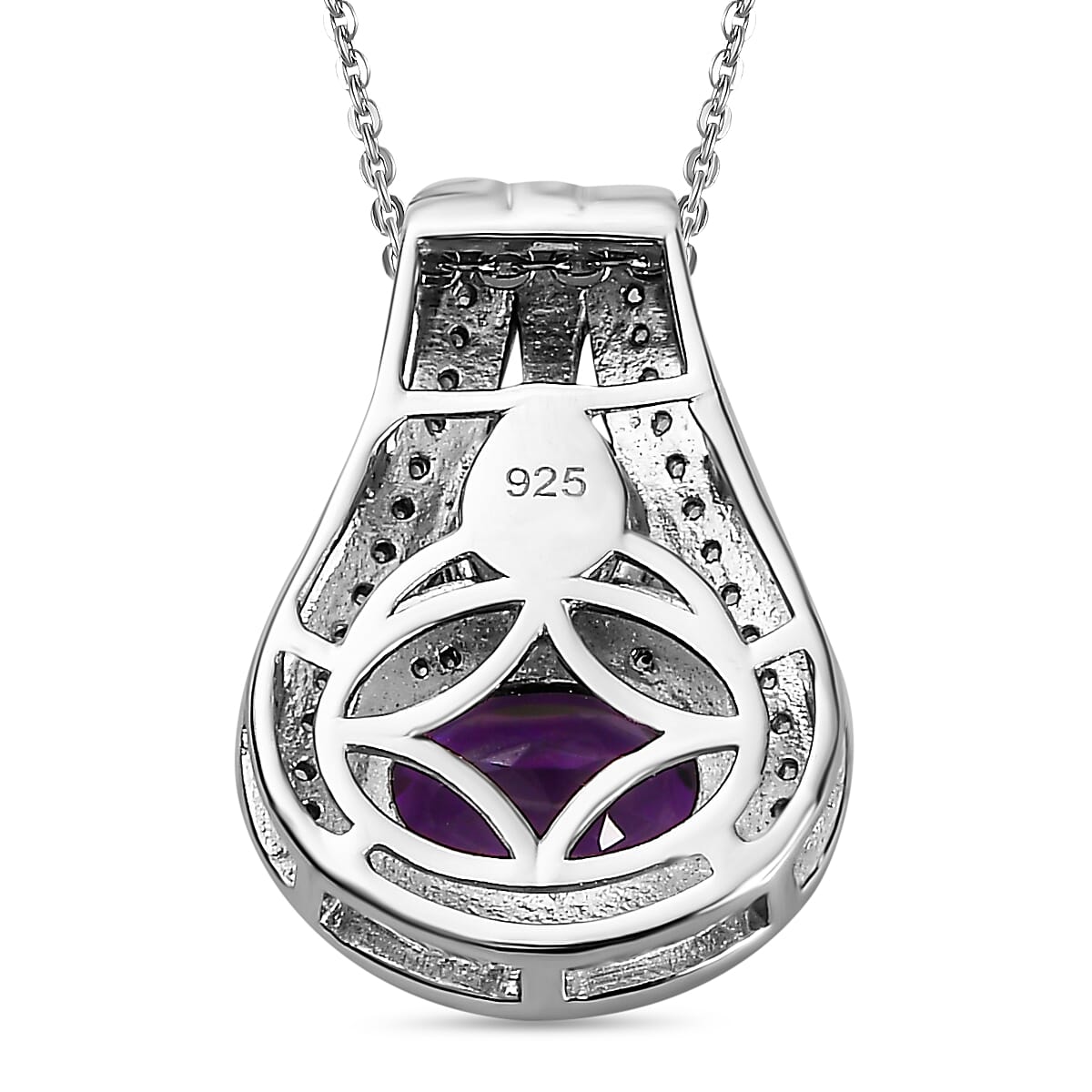 Moroccan Amethyst, Natural Zircon &amp; Yellow Sapphire Pendant with Chain (Size 20) in Platinum Overlay Sterling Silver 1.77 Ct. 4244680 4