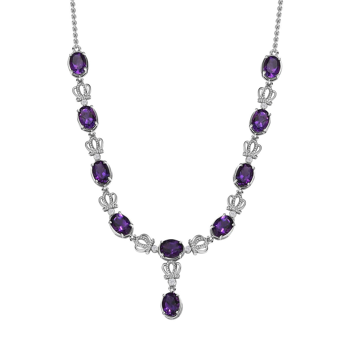 Moroccan Amethyst and Natural Zircon Necklace (Size - 20) in Platinum Overlay Sterling Silver 11.90 Ct, 7582206 0