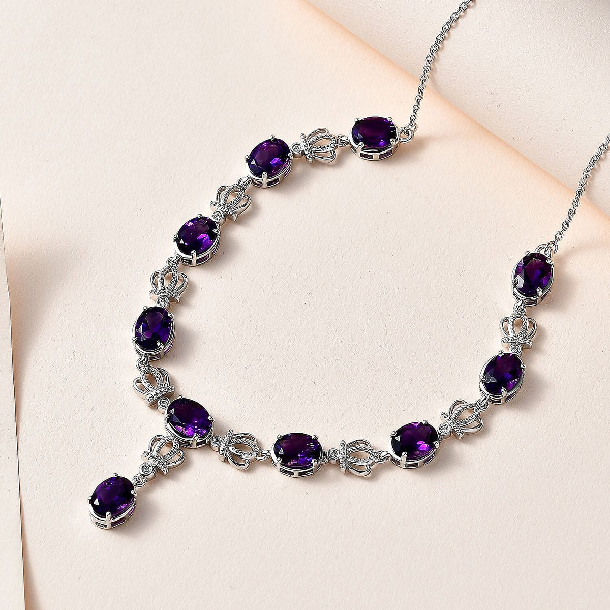 Moroccan Amethyst and Natural Zircon Necklace (Size - 20) in Platinum Overlay Sterling Silver 11.90 Ct, 7582206 3