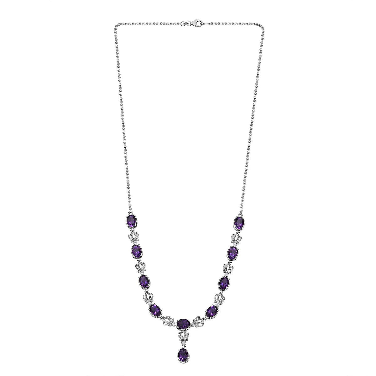 Moroccan Amethyst and Natural Zircon Necklace (Size - 20) in Platinum Overlay Sterling Silver 11.90 Ct, 7582206 5
