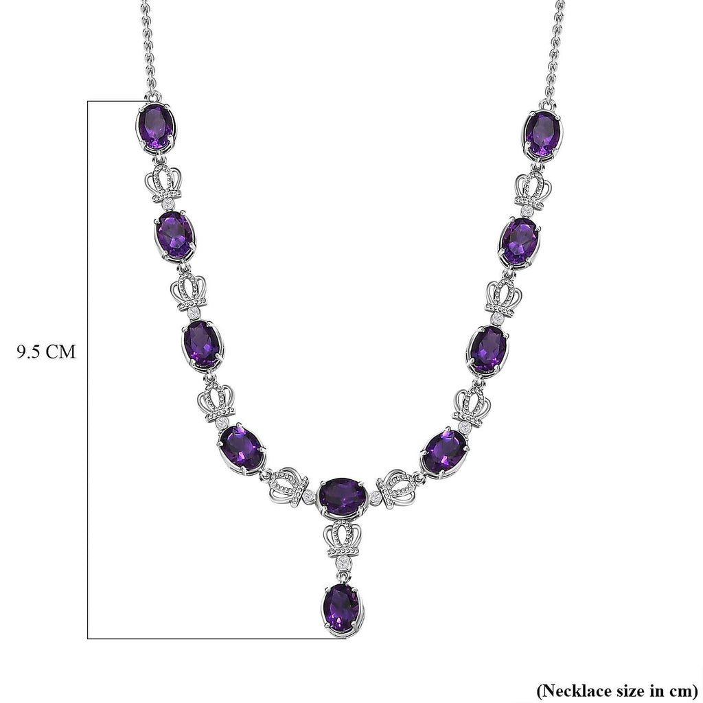 Moroccan Amethyst and Natural Zircon Necklace (Size - 20) in Platinum Overlay Sterling Silver 11.90 Ct,