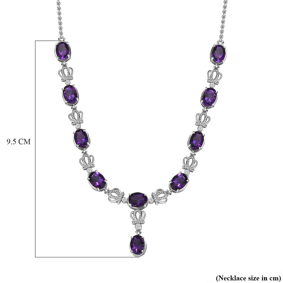 Moroccan Amethyst and Natural Zircon Necklace (Size - 20) in Platinum Overlay Sterling Silver 11.90 Ct, 7582206 6