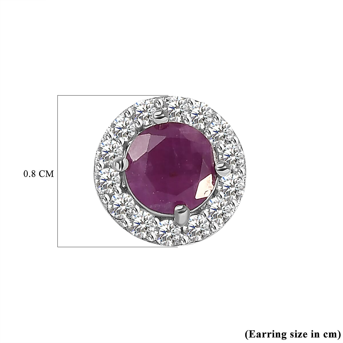 Moroccan Ruby and Natural Cambodian Zircon Stud Earrings in Platinum Plated Sterling Silver 8716081 5