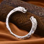 Royal Bali Collection - Artisan Crafted Mother Of Pearl Cuff Bangle (Size 7.5) Sterling Silver, Silver Wt. 45.5 Gms