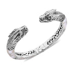 Royal Bali Collection - Artisan Crafted Mother Of Pearl Cuff Bangle (Size 7.5) Sterling Silver, Silver Wt. 45.5 Gms