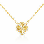 Cubic Zirconia Necklace (Size - 17.5 Inch with Ext) in Gold Plated Sterling Silver