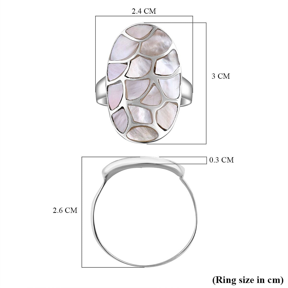 Mother Of Pearl  Ring  Sterling Silver 24.00 ct,  Silver Wt. 5.1 Gms  24.000  Ct. 7656712 5