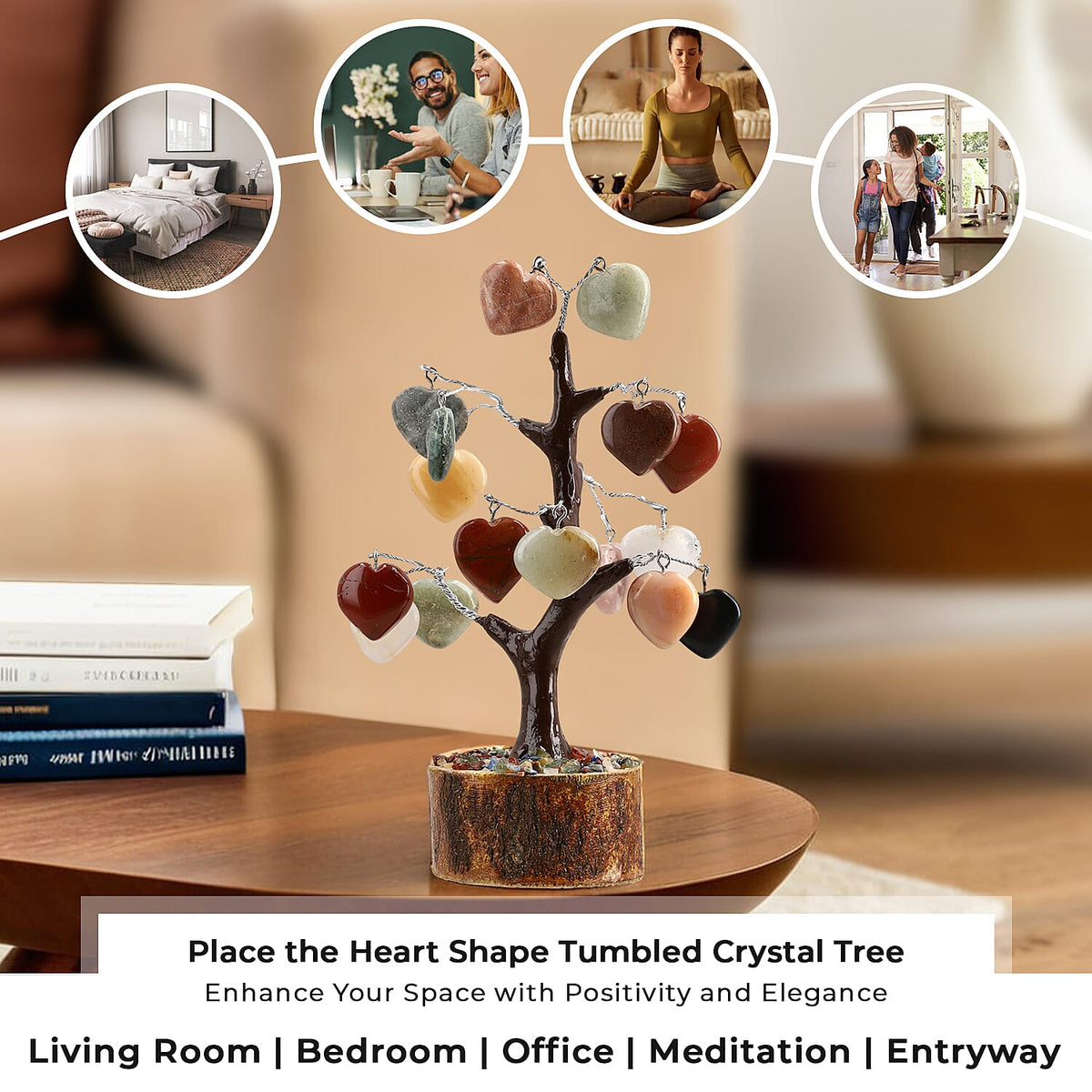 Mothers Day Gift Idea - Heart Shape Gemstone Tree of Life Ornament (Size 23 Cm) 7856024 3