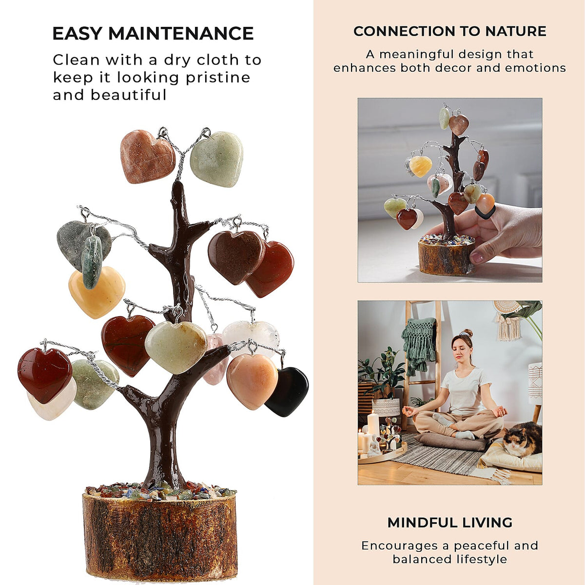 Mothers Day Gift Idea - Heart Shape Gemstone Tree of Life Ornament (Size 23 Cm) 7856024 5