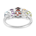 Mozambique Garnet, Amethyst & Multi Gemstone Five Stone Ring in Sterling Silver 2.17 Ct.
