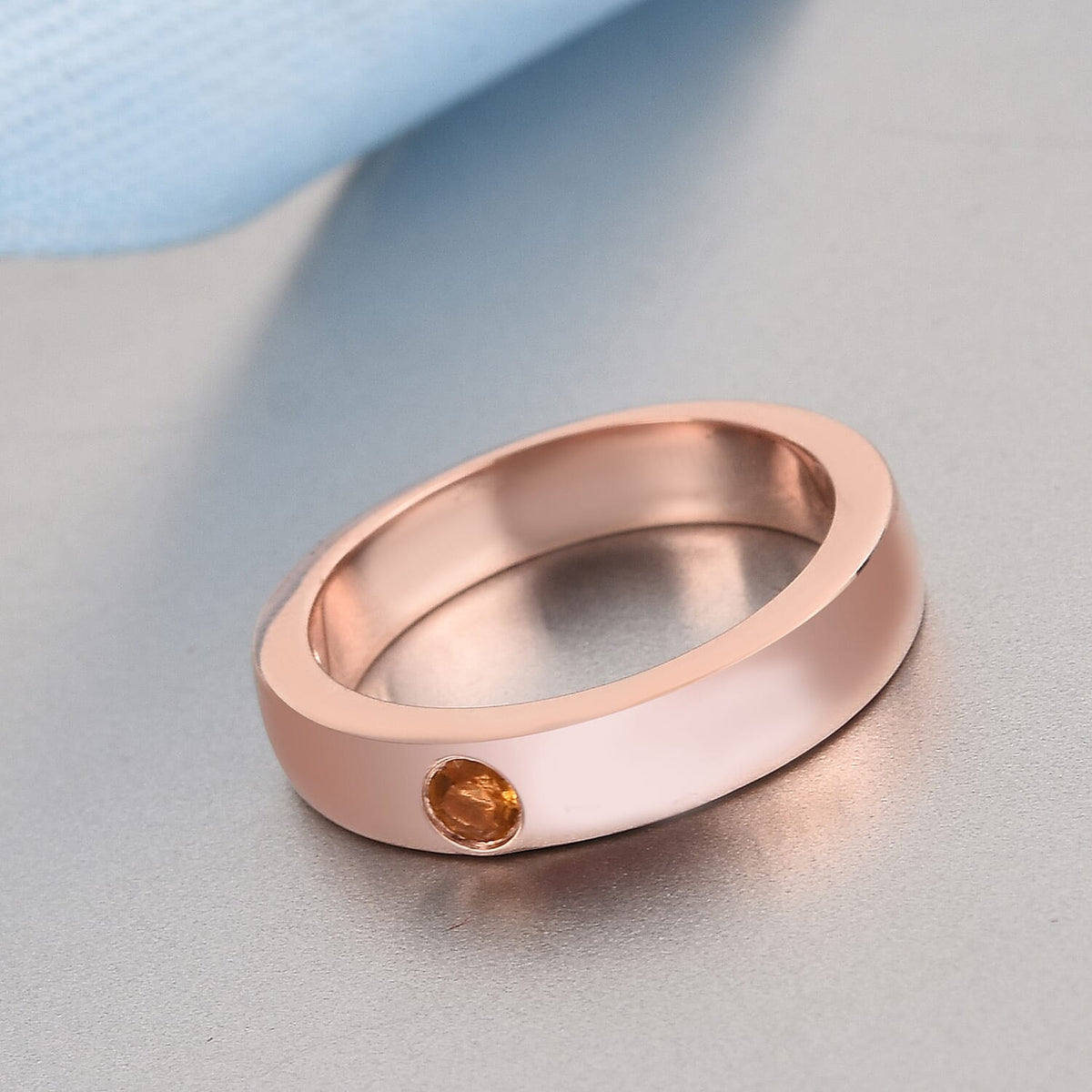 Mozambique Garnet Solitaire Wedding Band Ring in Platinum Plated Sterling Silver 3731390 5