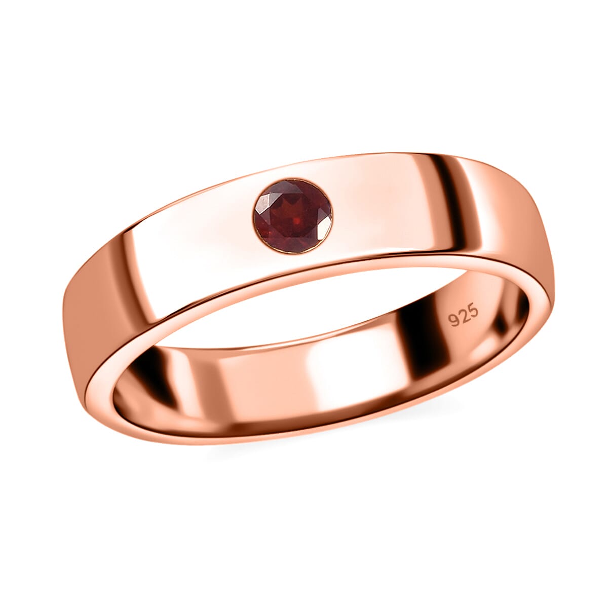 Mozambique Garnet Wedding Band Ring in Rose Gold Plated Sterling Silver 3731391 2