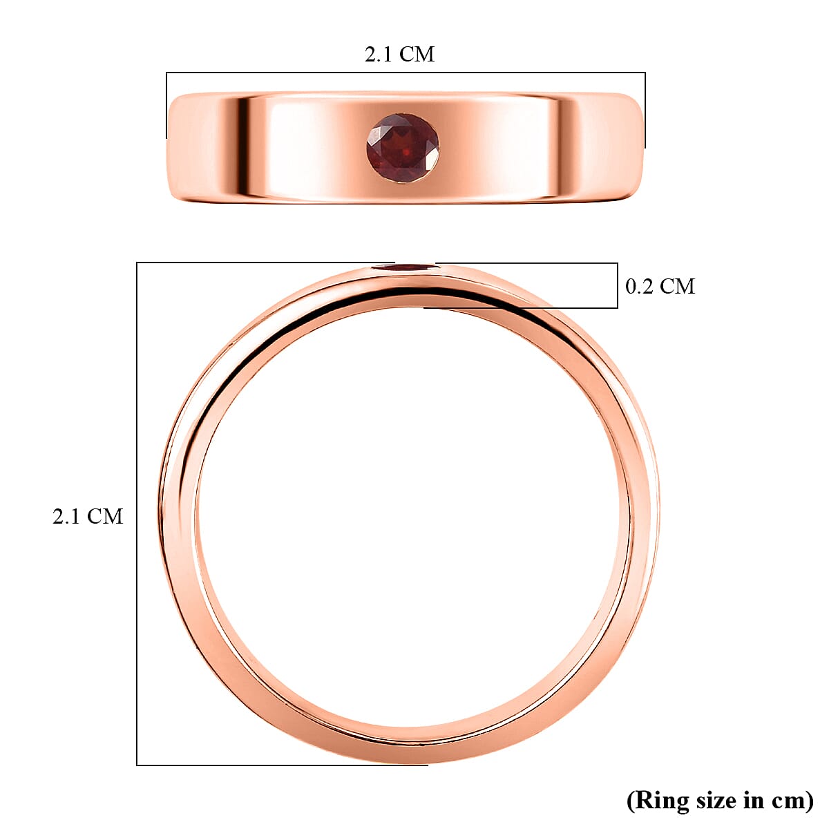 Mozambique Garnet Wedding Band Ring in Rose Gold Plated Sterling Silver 3731391 3