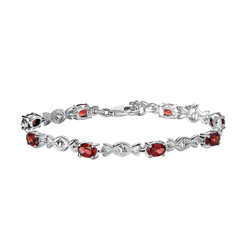 Mozambique Garnet Bracelet Size 6.5 With 2 inch Extender in Sterling Silver 4.56 Ct., Silver wt. 5.00 Gms