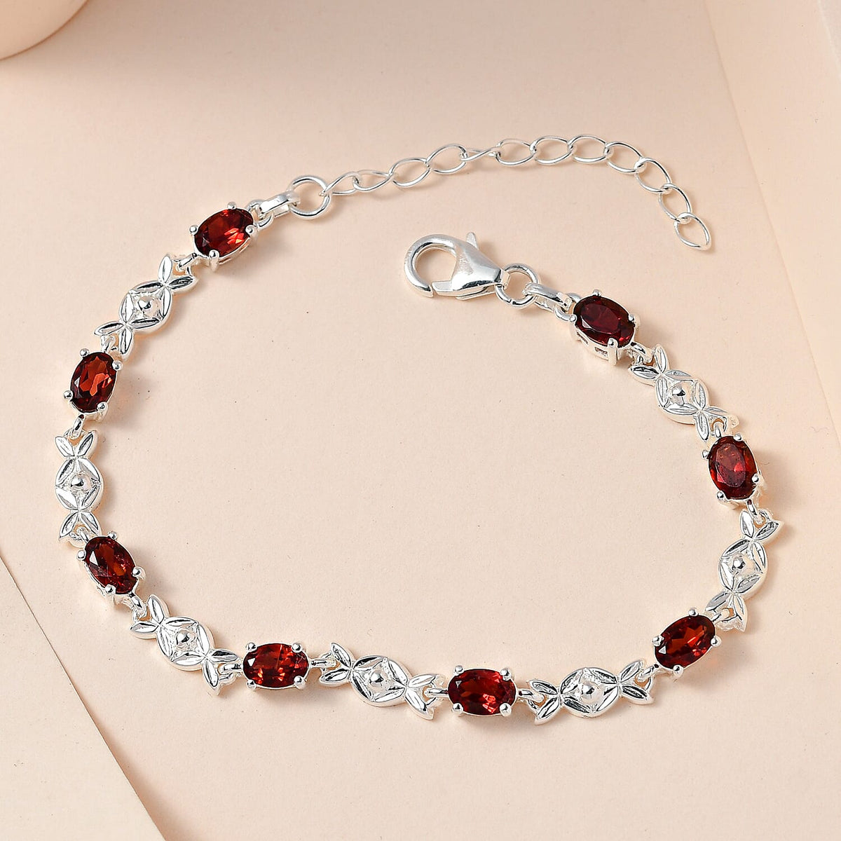Mozambique Garnet Bracelet Size 6.5 With 2 inch Extender in Sterling Silver 4.56 Ct., Silver wt. 5.00 Gms 3830136 2