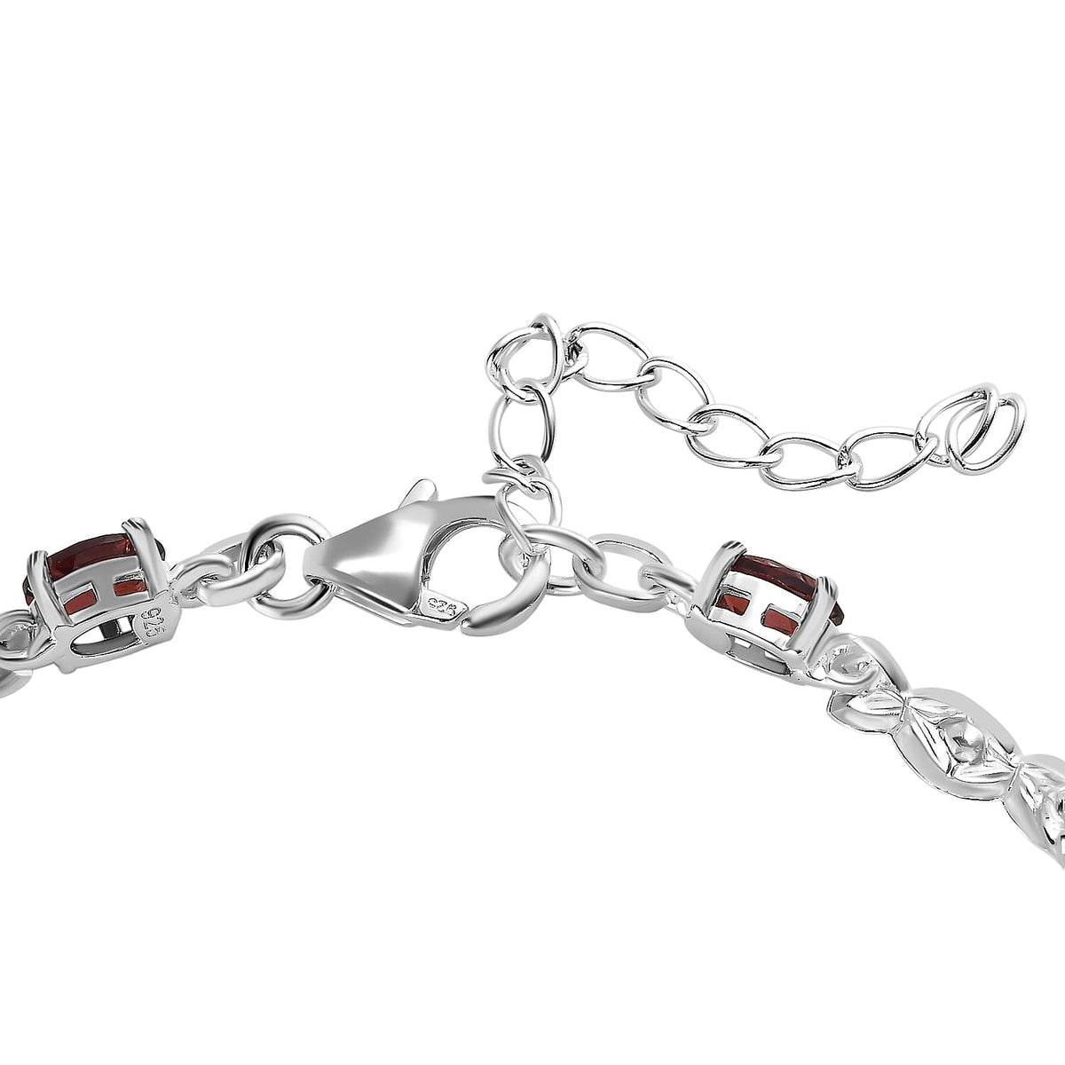 Mozambique Garnet Bracelet Size 6.5 With 2 inch Extender in Sterling Silver 4.56 Ct., Silver wt. 5.00 Gms 3830136 4