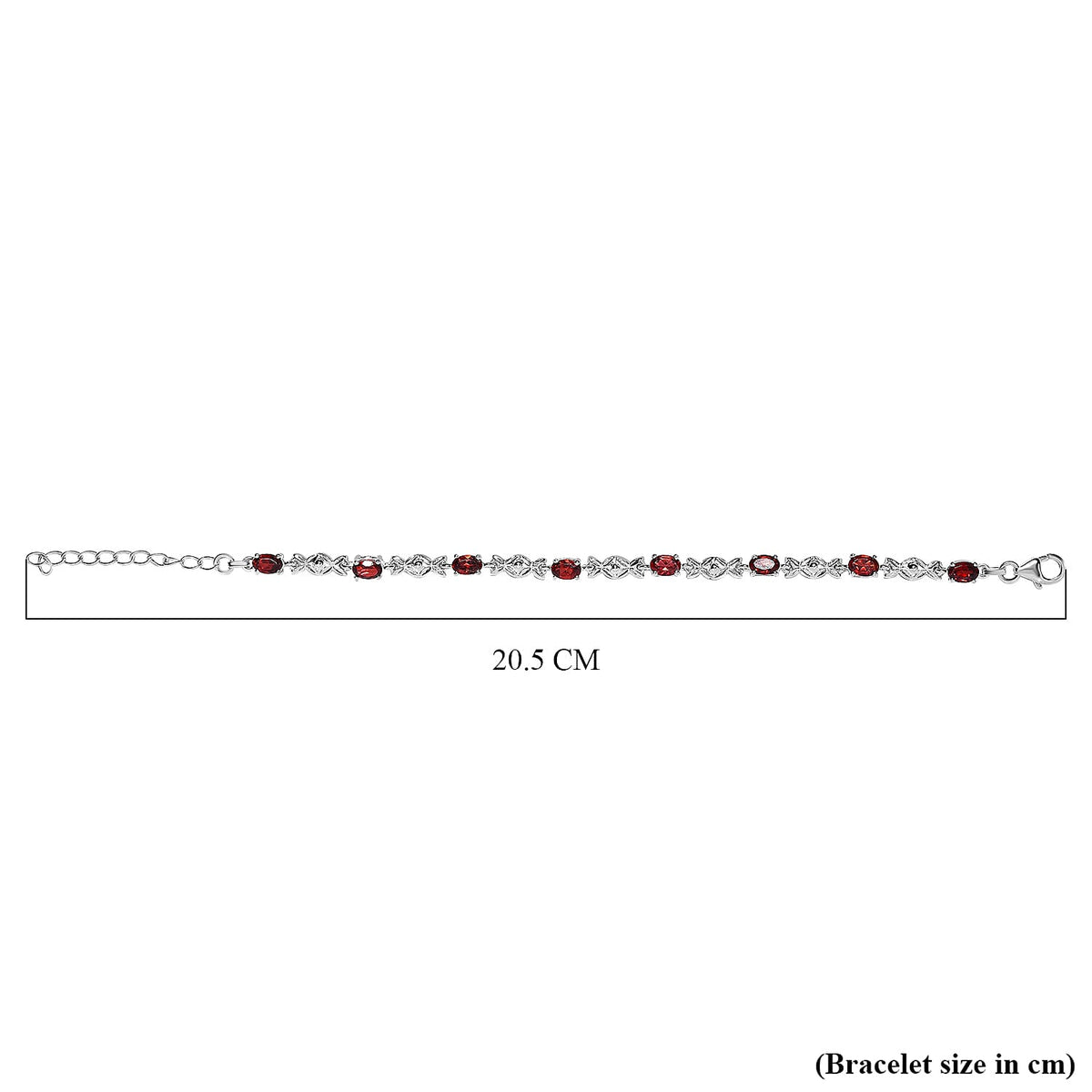 Mozambique Garnet Bracelet Size 6.5 With 2 inch Extender in Sterling Silver 4.56 Ct., Silver wt. 5.00 Gms 3830136 5