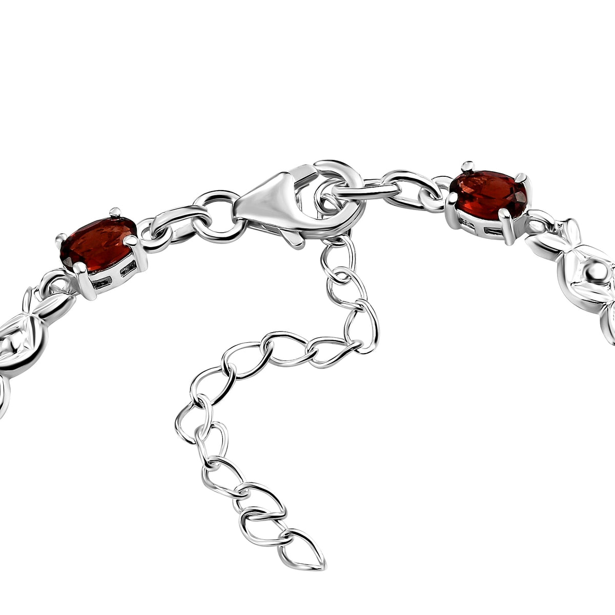Mozambique Garnet Bracelet Size 6.5 With 2 inch Extender in Sterling Silver 4.56 Ct., Silver wt. 5.00 Gms 3830136 6