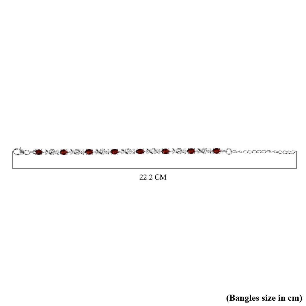 Mozambique Garnet Bracelet (Size 6.5 With 2 inch Extender) in Sterling Silver 4.56 Ct, Silver wt. 5.00 Gms