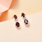 Mozambique Garnet  Dangle Earrings in Sterling Silver 1.84 Ct.