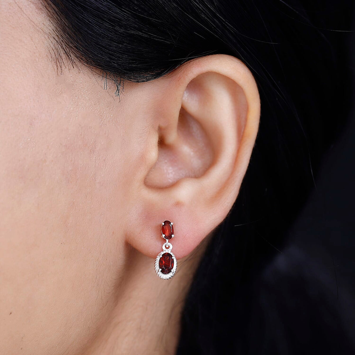 Mozambique Garnet  Dangle Earrings in Sterling Silver 1.84 Ct. 7812457 3